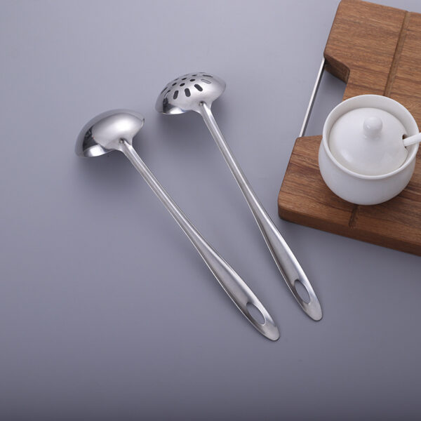 ステンレス製スープシェル、スープスプーン、ストレーナー、キッチン用品、食器、鍋用スプーン、キッチン用品、調理用吊り下げハンドル