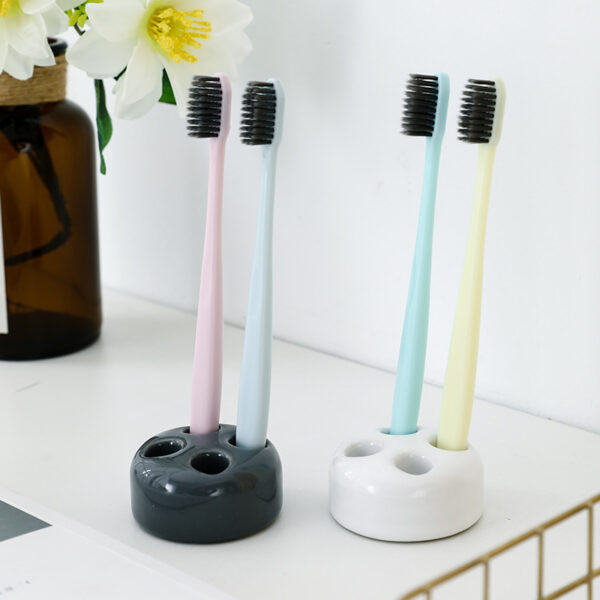 同じ日本のセラミック歯ブラシホルダーホルダー歯ブラシベース北欧スタイルの家庭用Tiktok収納歯ブラシホルダー - 画像 (2)
