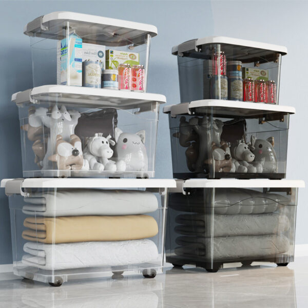 プラスチック製の透明な収納ボックス、家庭用の衣類収納ボックス、ワードローブ、おもちゃの収納キャビネット、特大で厚みのある整理ボックス