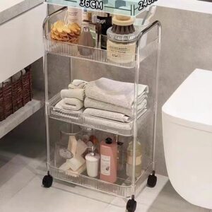 ローラーラック、アクリル製スナックや雑貨、移動可能な小型カートを備えた多層キッチンとバスルームの収納