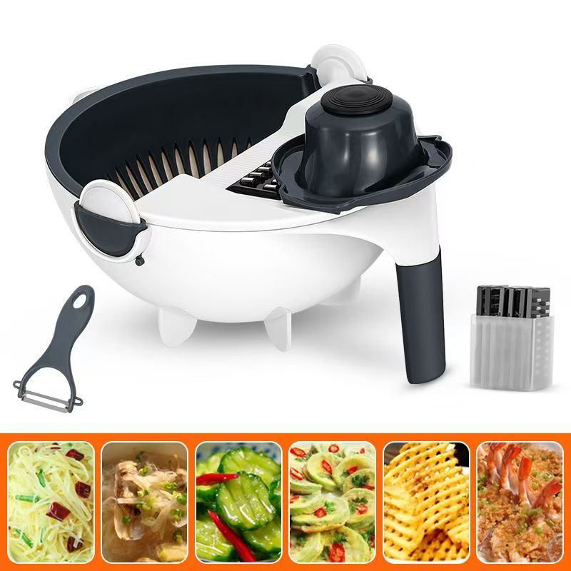 HOMEOUN 家庭用野菜カッター 9in1 スライサー ピーラー おろし金 キッチン 野菜カット 排水バスケット おろし金