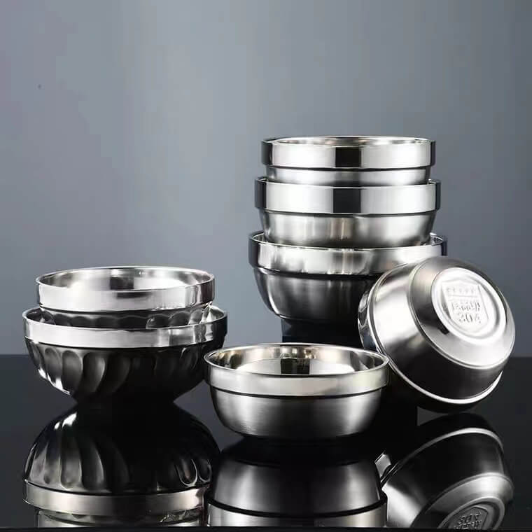 HOMEOUN ステンレススチール 二重断熱リリーボウル 幼稚園児用 やけど防止ボウル 学校カフェテリア スープボウル 家庭用ライスボウル