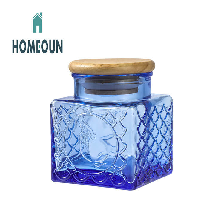 HOMEOUN ヨーロッパのレトロなエンボス加工ガラス瓶 オーク色の保存瓶 穀物瓶 保存瓶 キッチン用品