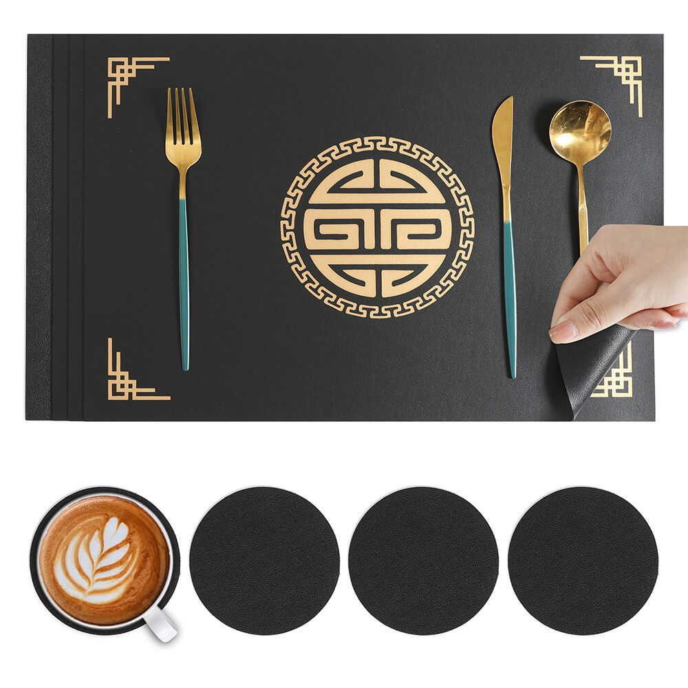 HOMEOUN 新しい中国製スクエアプレースマット やけど防止断熱パッド 防水・耐油性 西洋風プレースマット 中華レストラン用プレートマット 食器コースター
