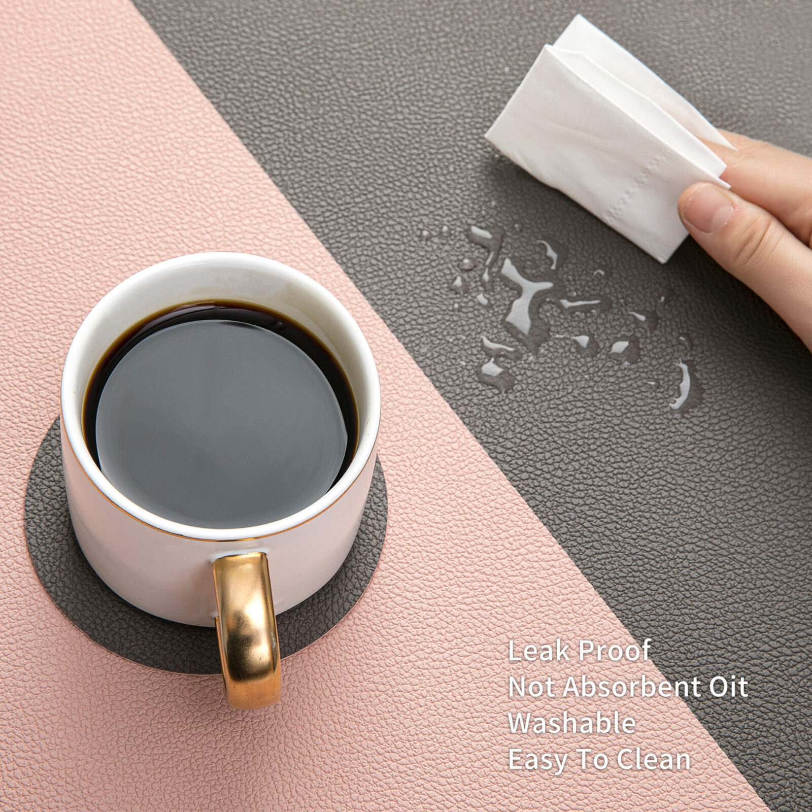 HOMEOUN ライチ柄 両面PVC スクエアプレースマット カスタム防水テーブル断熱マット コースターセット