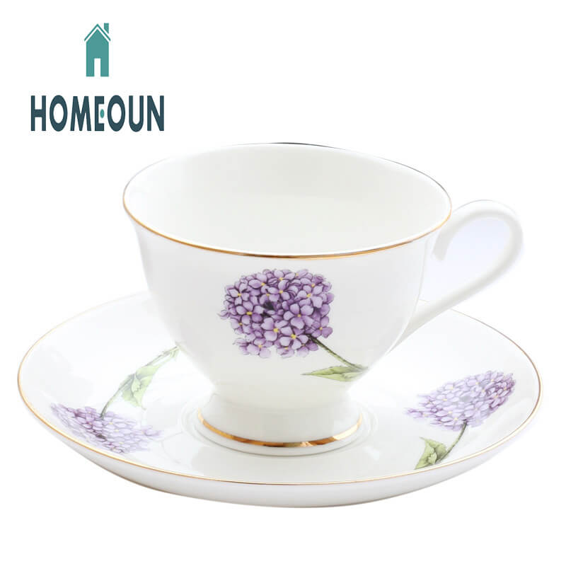 HOMEOUN セラミックコーヒーカップセット シンプルな吊り下げ式耳付きコーヒーカップとソーサー イングリッシュアフタヌーンティーカップ ラテコーヒー