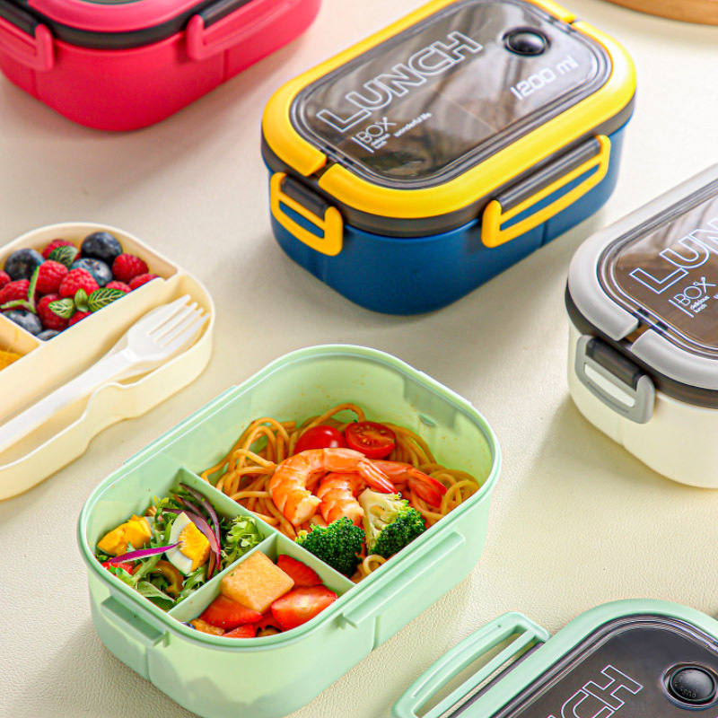 HOMEOUN 電子レンジ対応 ランチボックス 弁当箱 オフィスワーカー 食器付き 大容量 携帯用ランチボックス - 画像 (4)