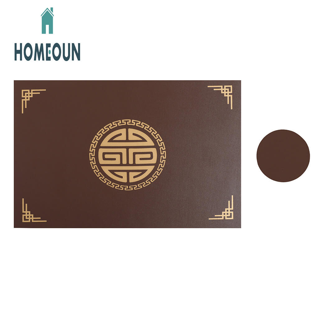 HOMEOUN 新しい中国製スクエアプレースマット やけど防止断熱パッド 防水・耐油性 西洋風プレースマット 中華レストラン用プレートマット 食器コースター