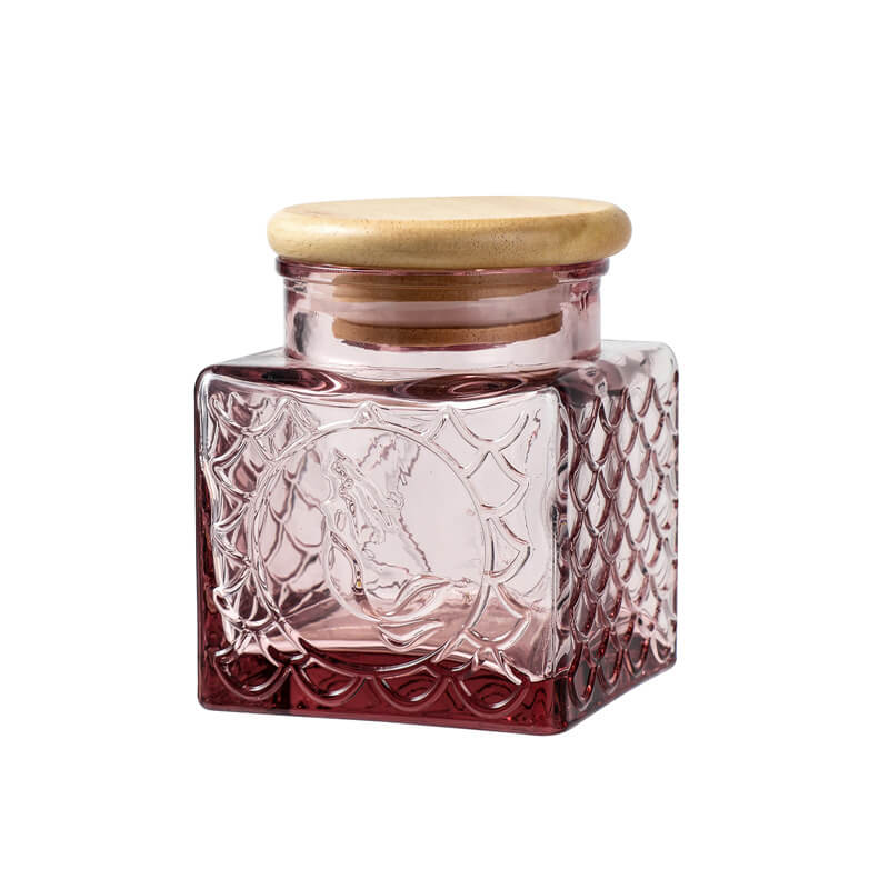 HOMEOUN ヨーロッパのレトロなエンボス加工ガラス瓶 オーク色の保存瓶 穀物瓶 保存瓶 キッチン用品 - 画像 (6)