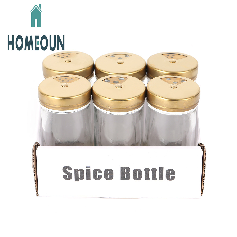 HOMEOUN 北欧風 ホームキッチン 調味料ボトル 丸型 ガラス 調味料ボトル 塩入れ 調味料ボックス 調味料瓶セット