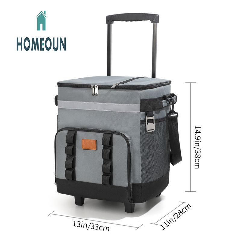 HOMEOUN 新型トロリーアイスパック 大容量 車用クーラー アウトドア ポータブル 断熱バッグ キャンプ用 断熱ボックス