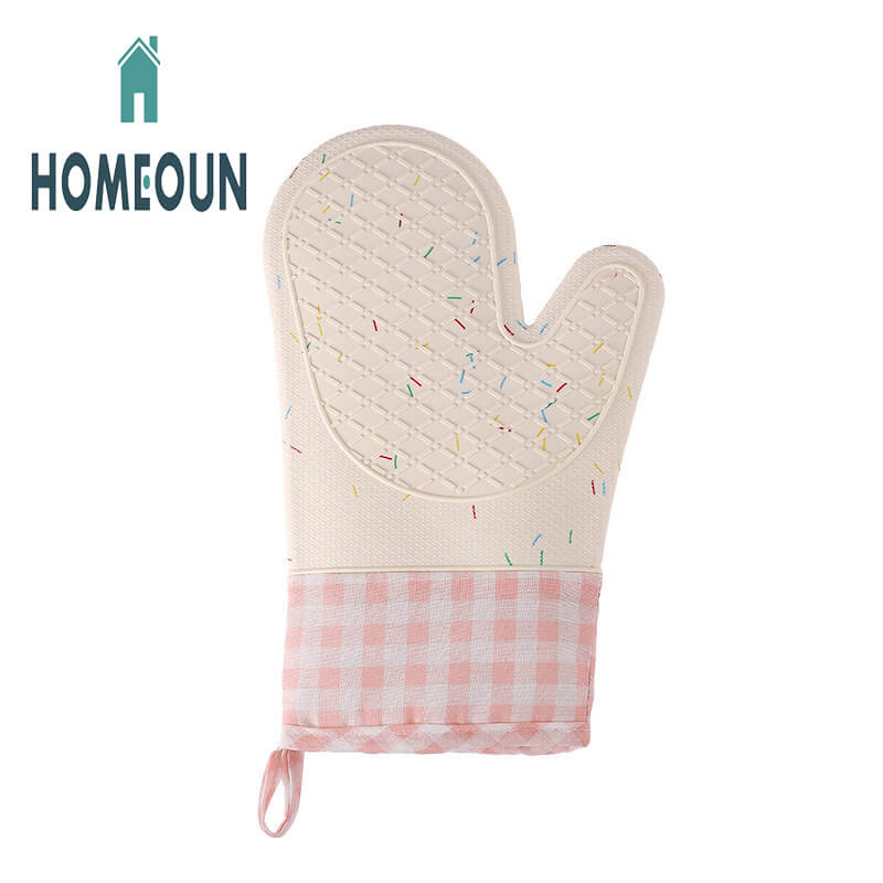 HOMEOUN オーブンミット キッチン 電子レンジ 断熱パッド 高温ベーキング やけど防止 厚手手袋